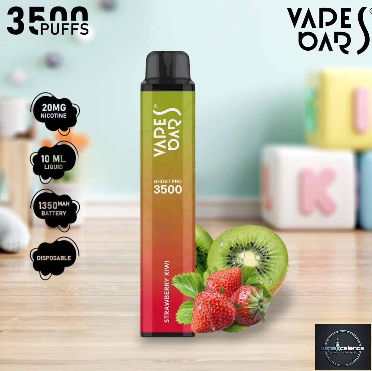 20mg disposable vape 3500 puffs Ghost Pro 3500 Puffs – Strawberry Kiwi | 20mg Nic Salt